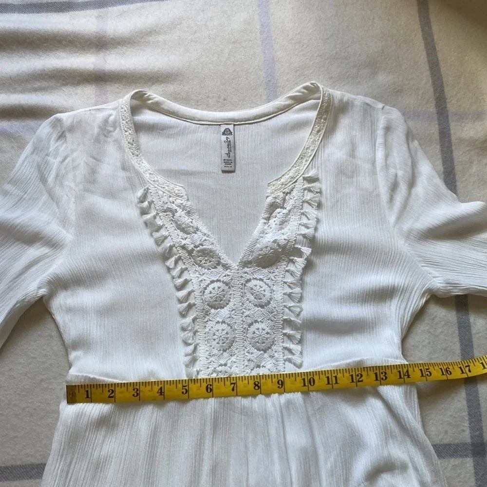 American Rag White Lace Detail, Billow Sleeves Boho Dress Size Medium - Picture 12 of 15